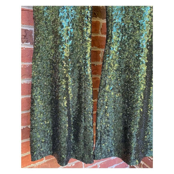 NWOT Anthropologie Joni Sequin Flare Pants in Dark Green  Size 10 - Picture 10 of 14